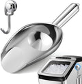 12oz Stainless Steel Ice Scoop for Freezer with Magnetic Hook– Dishwasher Safe Ice Scooper for Ice Machine with Long Handle – Metal Scoop for Ice Bucket, Dog Food, Flour, Canisters