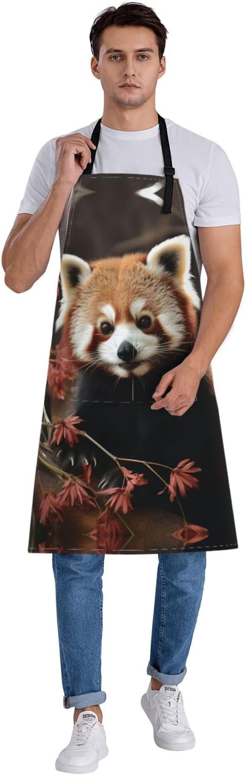 Kitchen Aprons for Men Women Waterproof Apron with 2 Pockets Skis on mountain Apron Adjustable Bib Aprons