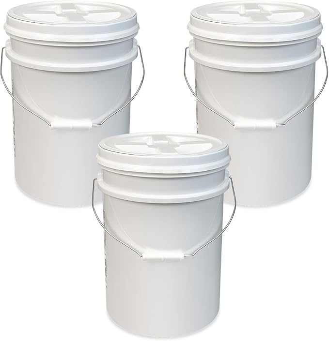 ePackageSupply Premium 5 Gallon Food Grade Plastic Pail with Gamma Seal Lid | Made in USA | BPA-Free | Heavy-Duty 90 Mil | Airtight Stackable Container, 3 Count