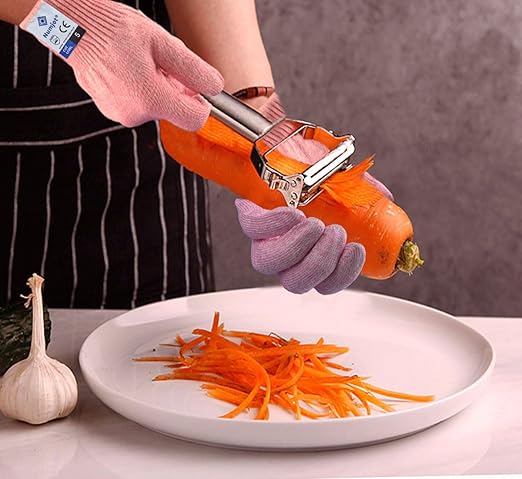 Cutting Gloves, Food Grade Level 5 Protection, Safety Kitchen Cut Gloves for Oyster Shucking, Fish Fillet Processing, Mandolin Slicing, Meat Cutting and Wood Carving. (Pink-Medium 1 Pairs)