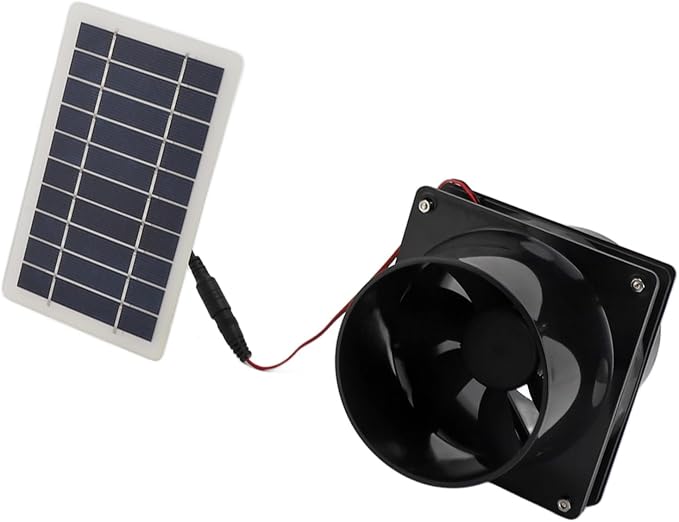 Yosoo Health Gear Solar Powered Exhaust Fan Round Pipe Exhaust Fan with Solar Panel Kit, ABS Solar Panel Ventilation Fan Kit for Pet House Chicken Coop RV Greenhouse, 6in High Speed