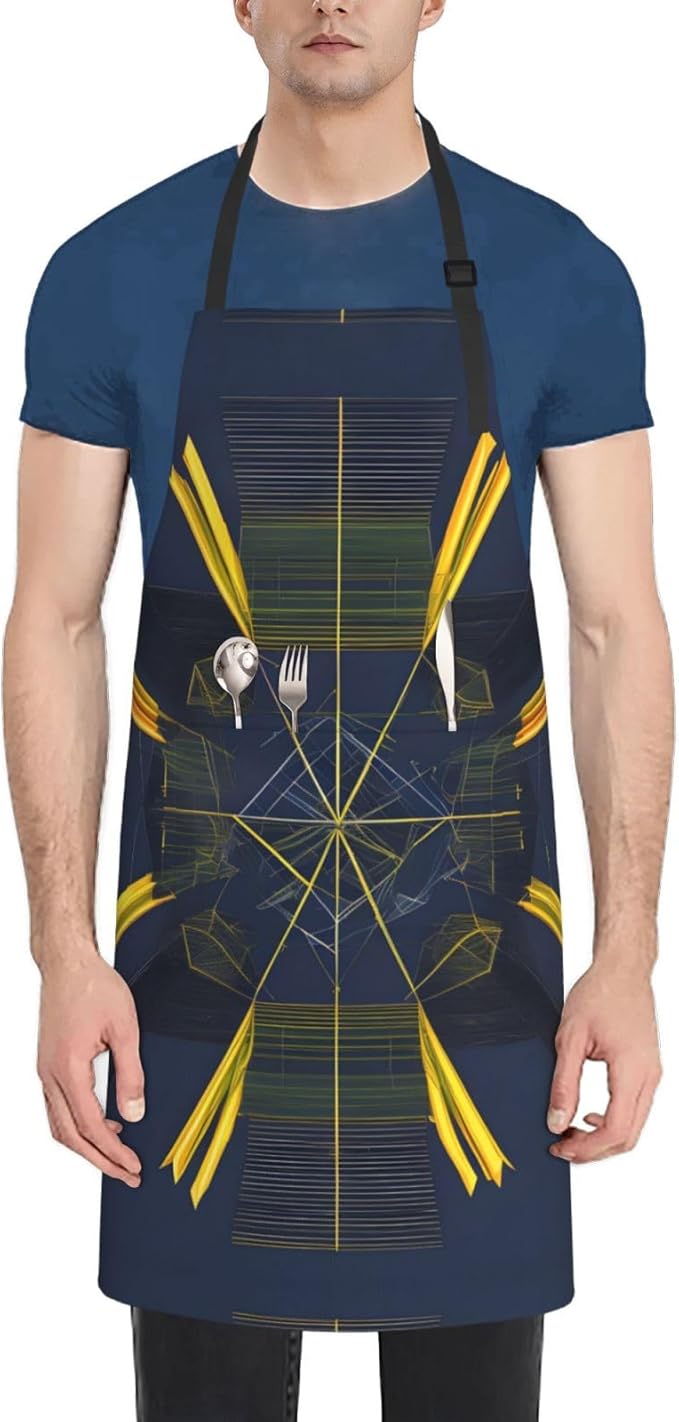 Multidimensional Space Heavy Duty Waterproof Apron with Pockets for AdultsResistant Grilling, Gardening, Painting
