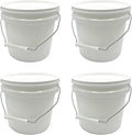 Rocky Mountain Goods 1 Gallon Bucket with Lid and Handle - Water Tight Paint Pail - Multi Use Utility Bucket - Durable Saturn Rings Leak-Proof Lid - Thick Uniform Walls for Stacking (Pack of 4)
