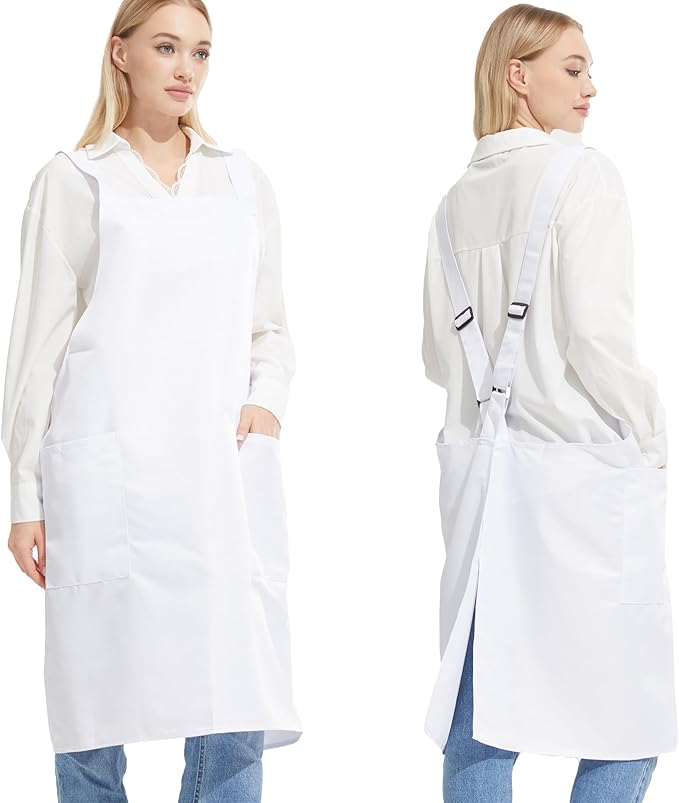 APRONNER Comfortable Water Repellent Cross Back Aprons for Women with Pockets for Cooking Kitchen Baking Adjustable Unisex