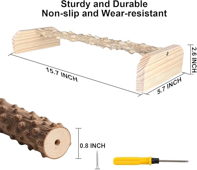 Natural Textured Wood Baby Chicken Roosting Perch - Poultry Perch Toy for Chick/Bird, Easy Install Chick Roost for Brooder Box/Coop Accessories