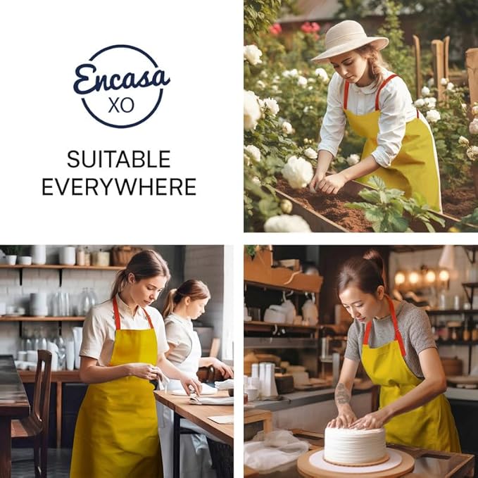 Encasa XO Adjustable Kitchen Cotton Apron With Pockets & Towel Holder Of Size 27x33 in (Mango) for Men & Women Chefs For Cooking & Baking in Home, Restaurants & Barbeque