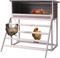 BIRASIL Chicken Nesting Box, Chicken Coop Accessories with Asphalt Roofing, Chicken Laying Boxes with Stairs, Nesting Egg Boxes with Leisure Swing for Hens or Chickens