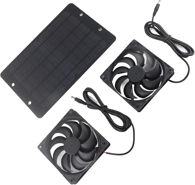 ‌shenruifa 10W Solar Greenhouse Fan Kit - 800mA Solar Ventilation Exhaust for Outdoor Sheds