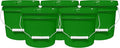 1-Gallon Bucket with Airtight Lid – Made in USA, Food Grade BPA Free Plastic, Heavy Duty Multi-Use, Metal Handle with Grip, Stackable Storage – Green, 5 Pack