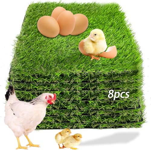 8Pack Chicken Nesting Box Pads for Laying Eggs,Washable Nest Box Pads Grass Carpet - Green, Polyethylene (PE) by MUYG