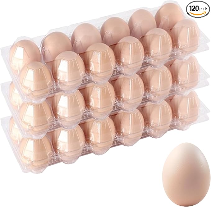 Haploon 120 Pcs Plastic Egg Cartons Cheap Bulk 12 Count Clear Empty Egg Cartons Reusable Egg Holder, 2x6 Grids Egg Trays for Refrigerator Use, Chicken Farming, Family Storage, Market Display