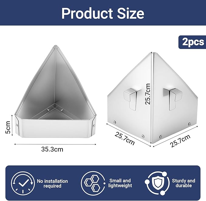 2Pcs Chicken Feeders for Cages,Small Metal Trough Feeder Galvanized Steel Rain Proof Chicken Coop Accessories Supplies Hanging Corner Poultry Feeder Food Dispenser for Chicken Ducks Pet Small Animals