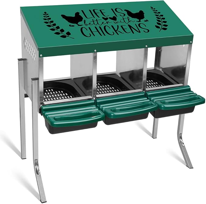 Tgeyd Nesting Boxes - 3 Holes for Laying Eggs - Chicken Brooder Box with Perch - Coops for 3 Up to 12 Chickens