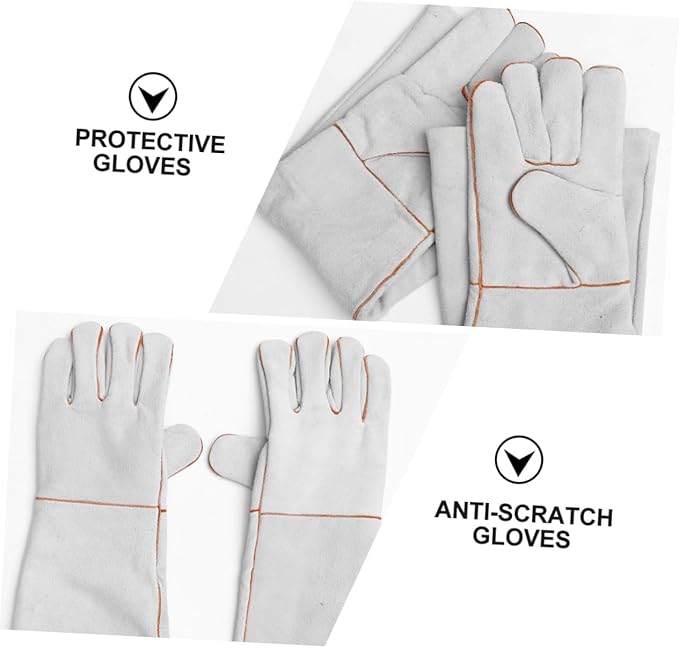 Kisangel 1pair Thickened Cowhide Protective Gloves for Pet Handling Welding and Gloves Comfortable Grip for Heavy Duty Use