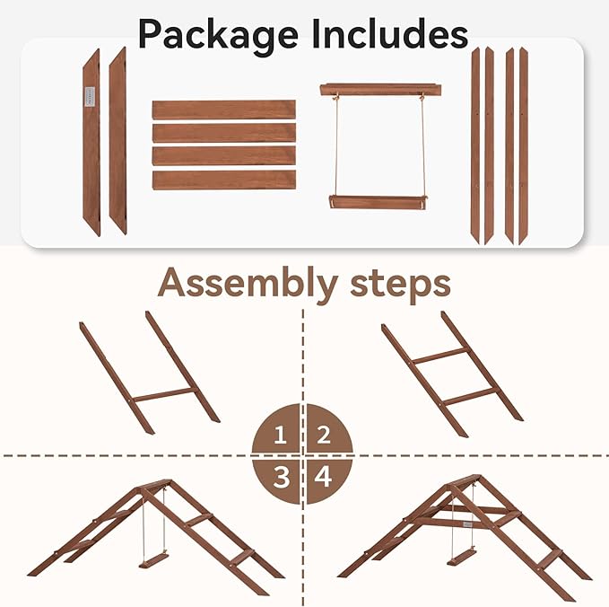 PETSFIT Roosting Bars for Coop Accessories, Chicken Perches with Swing are Perfect for 8-10 Chickens, Wooden Chicken Ladder for Pet's Healthy & Happy, Easy to Assemble&Clean