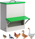 25lb Automatic Chicken Feeders Metal Poultry Feeder no Waste Large Chicken Coop Feeders with Lid Hanging Chicken Feeder Trough for Quail Chickens Ducks Feeder Outside Waterproof Chicken Feeder
