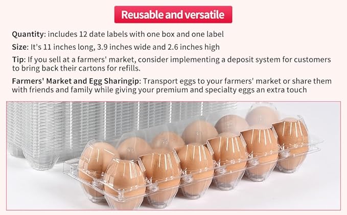 120 pc clear plastic Egg Cartons Cheap Bulk, 12grid Reusable Eggs Carton Bulk, clear plastic egg cartons,Egg cartons cheap bulk Perfect for Family, Farm, Markets, Display(2 * 6)