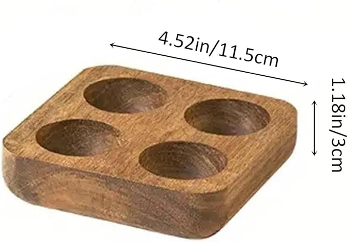 Solid Wood Egg Holder Countertop Wooden Egg Tray to Hold Fresh Eggs Rustic Egg Storage Rack Deviled Egg Plates for Countertop Display Kitchen Organization Refrigerator Storage (4 Eggs)
