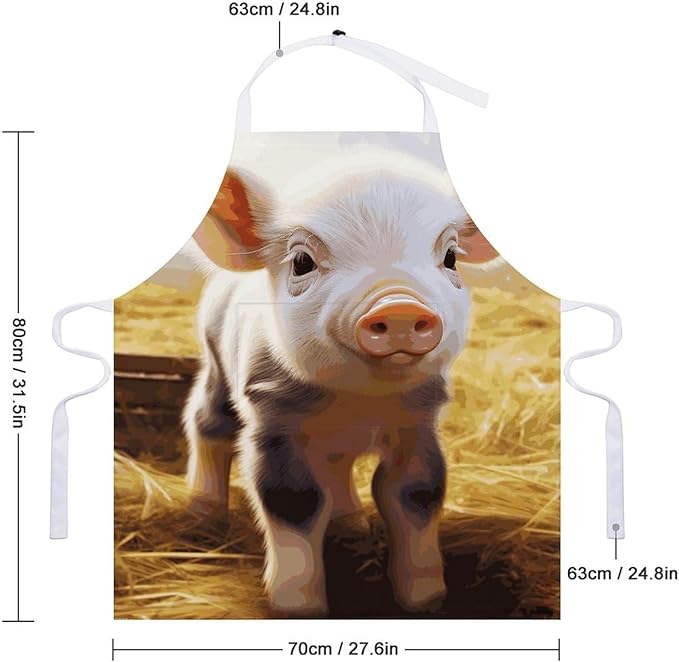 Adult Cute Farm Animal Apron Waterproof Apron with Large Pocket Adjustable Neck Strap Kitchen Bib Work Aprons Long Ties Cooking Baking Gardening Painting for Women Men