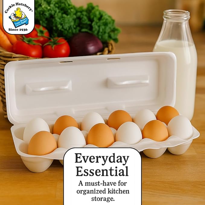 Cackle Hatchery Foam Egg Cartons for Chicken Eggs Holds 1 Dozen Eggs (White, 15pk)