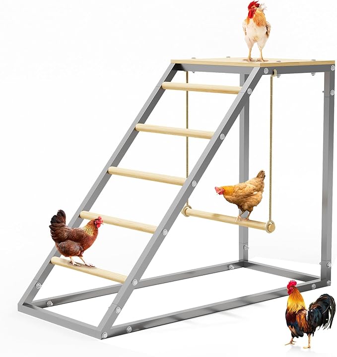 GarveeHome Chicken Perch for Coop with Swing, Wooden Ladder, Chicken Roosting Bars for Backyard Poultry Farm, Easy Assemble & Clean