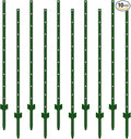 Fence Posts 5 Feet, Pack of 10, 3-4-5-6-7Ft Heavy Duty Garden Metal Steel Fence Post with U-Channel, No Dig Steel U Post Fencing for Lawn, Garden