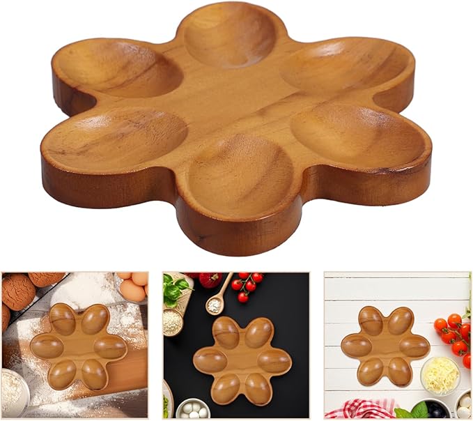 VOSAREA Wooden Egg Tray Wood Deviled Egg Platter Wood Serving Dish Platter for Kitchen Storage Elegant for Countertop and Fridge Use