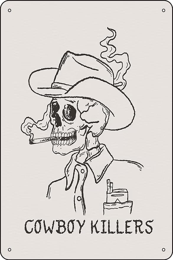 Cowboy Killers, Giclée Fine Art, Western, Western Wall, Wild West, Cowgirl Art, Cowgirl - 8 x 12 inches Vintage Metal Sign