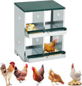 4-Hole Chicken Nesting Box, Large Ventilated Galvanized Steel Laying Box with Compartments, Wall-Mounted, Easy Egg Collection & Cleaning, Roll Away Nest Box for Coop - Green