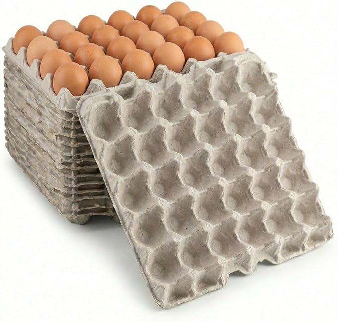 15-Pack Cardboard Egg Trays, Holds 30 Eggs - Made in USA Eco-Friendly Paper Pulp Egg Cartons for Storage, Organization and Farm Fresh Eggs
