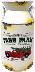 Christmas Holiday Bucket Container Decor Organizer Antique Truck White / Country Line Tree Farm / (9.7" Milk Can)