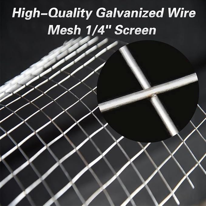 Hardware Cloth 20'' x 20' 1/4 in Galvanized Wire Mesh Roll (23 GA) Chicken Wire Fence Roll for Chicken Pen/coop Fences, Screen mesh, Rabbit/Snake Fences, Poultry enclosures, Handicraft Making, etc.