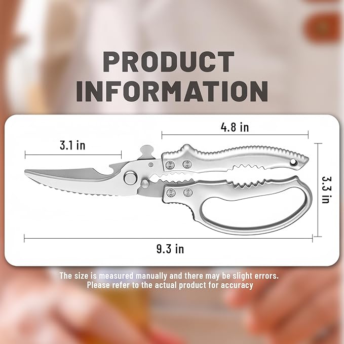 Vexrythm Heavy Duty Poultry Shears - Effortlessly Cut Chicken, Meat & Veggies with Non-Slip Handle, Safety Lock & Spring Loaded Design! Dishwasher Safe Kitchen Shears!