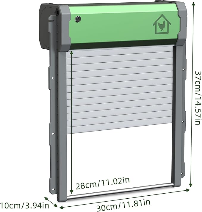 Ymiko Automatic Chicken Coop Door, Solar Powered Chicken Door with Timer Light Sensor Remote Control Manual Mode, with Anti Pinch Design for Poultry Safety