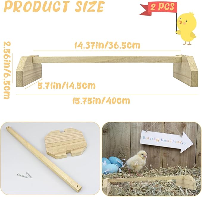 2pcs Wooden Chicken Perch Roosting Bar Chick Jungle Gym Perch Stand for Large Bird Baby Chicks Parots