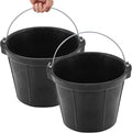 Sadnyy 2 Pcs Rubber Feeder Bucket, 8 Quart 2 Gallon Rubber Horse Feed Bucket with Handle Large Utility Feed Pan Dog Bowl Horse Feeder for Goats Horses Animal Feeding, 10.6 x 8.6 Inches