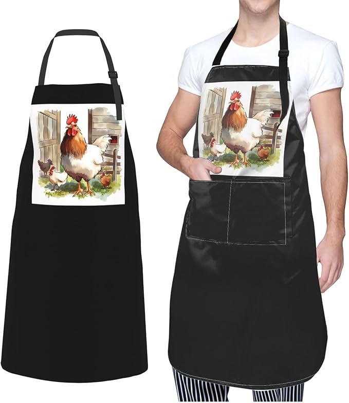 Farm Animals Aprons for Women with 2 Pockets, Kitchen Cooking Apron for Men, Water and Oil Resistant, Adjustable Bib Apron Extra Long Work Aprons for Dishwashing, Dog Grooming