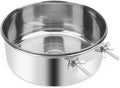 Pet Food Water Bowl with Clamp Holder Stainless Steel Coop Cup Hanging Feeder for Dog Bird Parrot Cat Rabbit (XL)