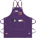 Chef Apron for Men Women Canvas Aprons with 3 Pockets Cross Back Resistant Work Apron for Cooking