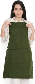 Encasa XO Adjustable Kitchen Cotton Apron With Pockets & Towel Holder Of Size 27x33 in (Leaf Green) for Men & Women Chefs For Cooking & Baking in Home, Restaurants & Barbeque