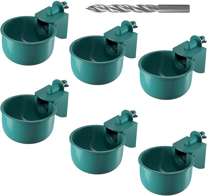Chicken Feeder No Waste Automatic Poultry Feeder Port Kit Chicken Feeders and Waterer Set 6 Chicken Feeders Ports with 6 Chicken Water Cups