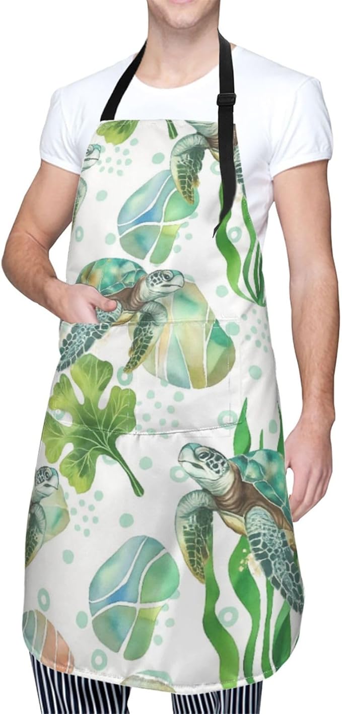 Serene Swan In Stream Adjustable Waterproof Apron Work Cooking Apron With Pockets For Men Women