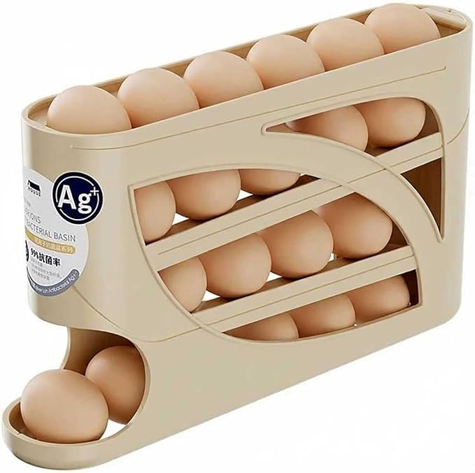 Fridge Egg Holder, 30 egg organizer/tray for refrigerator,fridge organizers and storage for Kitchen.(Beige)
