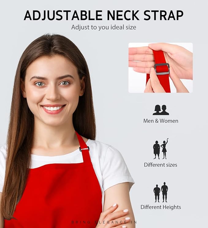 Syntus Adjustable Bib Apron with 2 Pockets Cooking Kitchen Aprons for Women Men Chef