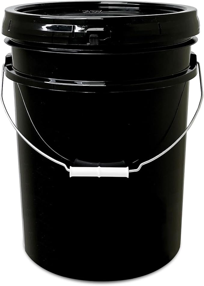 ePackageSupply 5 Gallon Bucket with Airtight Lid | Made in USA | Food Grade | Heavy-Duty Premium HPDE Plastic | Durable 90 Mil All Purpose Pail | Easy Stack and Store | BPA Free (Black, 60)
