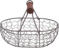 DOITOOL Vintage Metal Wire Egg Basket for Fresh Eggs with Handle Rustic Kitchen Storage Basket for Fruit Bread and Countertop Organization 4.7 Inch Square