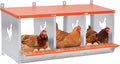 Chicken Nesting Boxes, 3 Rooms Hens Nest Box, Metal Poultry Nest Box Wall Mount for Chickens Egg Laying Box Collection Vented Holes Chicken Coop Cages Equipment, Orange (3 Rooms)