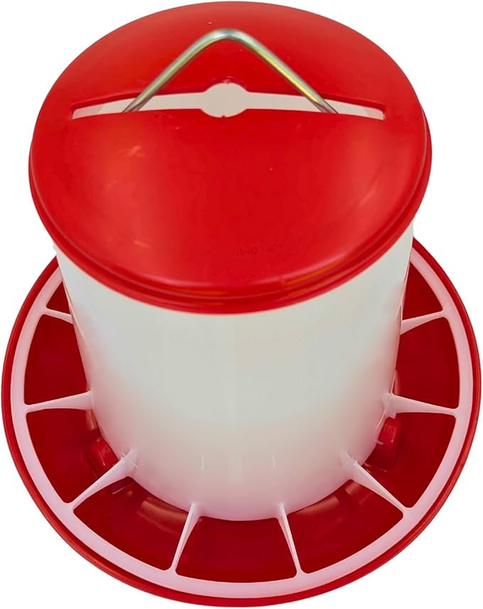 Large Chicken Feeder 5-Pound Capacity for All Poultry | Durable Feeding Container with Carrying Handle for Chickens, Ducks, Turkeys, Quail, Baby Chicks, Turkeys and More