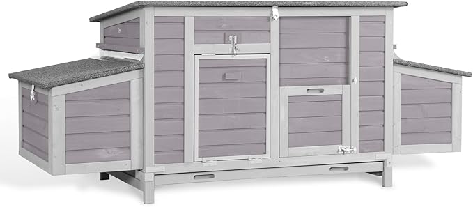 Aivituvin Chicken Coop 67.3" Large Duck House with 4 Nesting Boxes for 2-4 Chickens Outdoor Hen House Chicken Cage