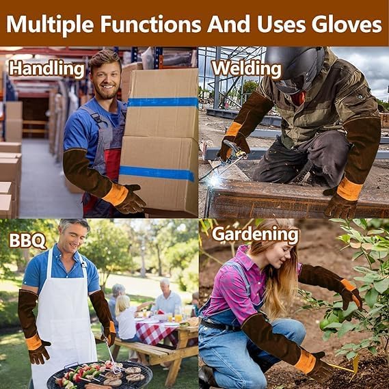 Animal Handing Gloves Bite Proof,Leather Welding Gloves,Multipurpose Puncture Proof Glove for Dog,Cat,Reptile,Snake